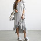 Frill-hem Long T-shirt Dress