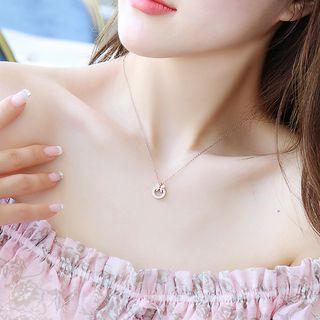 Stainless Steel Bow Pendant Necklace Rose Gold - One Size