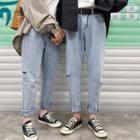 Couple Matching Ripped Straight-fit Jeans