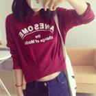 Long-sleeve Lettering Cropped Top