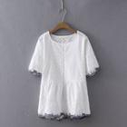 Embroidered Short-sleeve T-shirt White - One Size