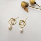 Alloy Wirework Freshwater Pearl Dangle Earring 1 Pair - As Shown In Figure - One Size