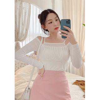 Off-shoulder Ruched Top & Cami Set