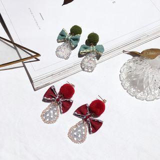 Pompom Bow Dangle Earring