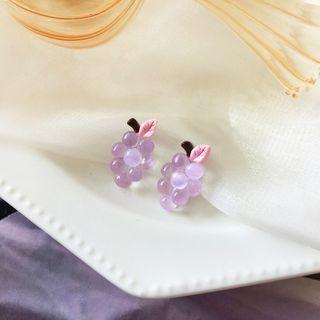 Grape Drop Earring 1 Pair - S925 Silver Needle - Earring - Purple - One Size