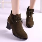Block Heel Bow-accent Ankle Boots