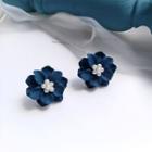 Faux Pearl Flower Earring 1 Pair - S925 Silver - One Size