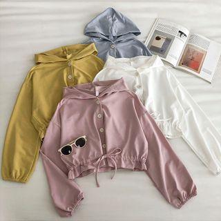 Plain Single-breasted Long-sleeve Sweatshirt