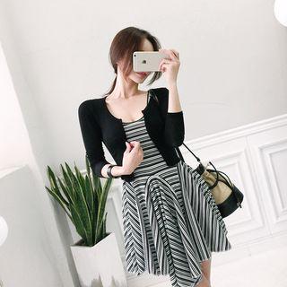 Open-front Cropped Knit Cardigan
