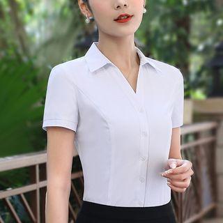 Plain Short-sleeve Shirt / Mini Pencil Skirt