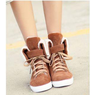 Fleece Lined Lace Up High Top Sneakers