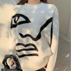 Face Jacquard Sweater White - One Size