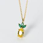 925 Sterling Silver Rhinestone Pineapple Pendant Necklace