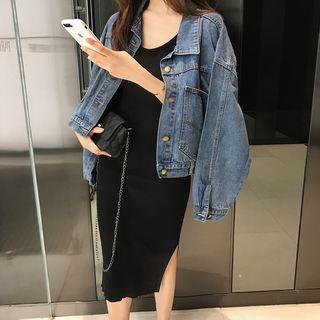 Denim Jacket / Midi Tank Knit Dress
