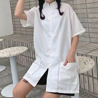 Short-sleeve Chinese Knot Button Shirt