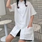 Short-sleeve Chinese Knot Button Shirt