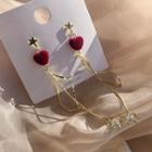 Heart Star Alloy Fringed Earring 1 Pair - Stud Earrings - Red & Gold - One Size