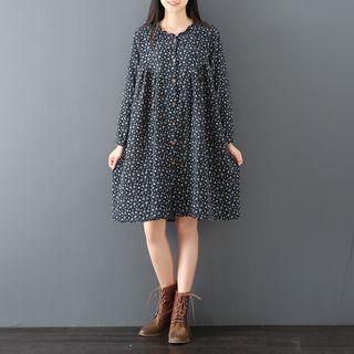 Long-sleeve Floral Print Shirtdress
