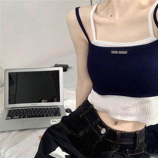 Mock Two-piece Ribbed Crop Camisole Top