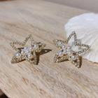 Rhinestone Star Faux Pearl Earring 1 Pair - As Shown In Figure - One Size