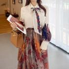 Set: Print Panel Shirt + Midi A-line Skirt