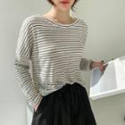 Drop-shoulder Striped T-shirt Black - One Size