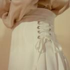 Lace-up A-line Mini Pleat Skirt