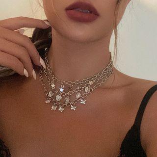Set Of 3: Chain Necklace Set Of 3 - 2836 - Silver - One Size