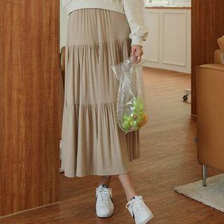 Textured Maxi Tiered Skirt