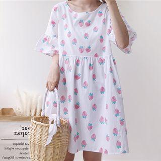 Strawberry Print Short-sleeve Dress