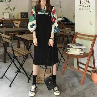 Balloon-sleeve Floral Print Blouse / Jumper Dress