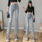 Button-up Bootcut Cropped Jeans