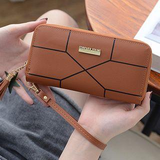 Faux Leather Patterned Long Zipper Wallet