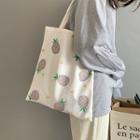 Pineapple Print Canvas Tote Bag Off-white - One Size