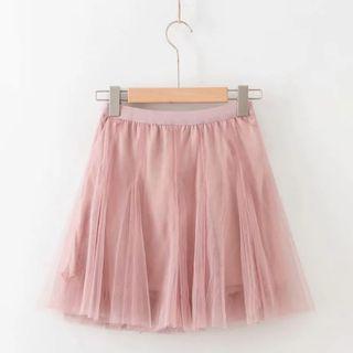 Elastic Waist Mesh A-line Skirt