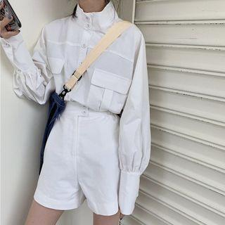 Long-sleeve Cargo Shirt / High-waist Shorts