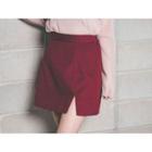 Band-waist Slit-side A-line Miniskirt