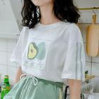 Avocado Print Short-sleeve Contrast Trim T-shirt