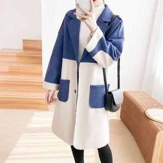 Notch Lapel Two-tone Midi Coat