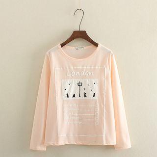 Long-sleeve Applique Printed Top