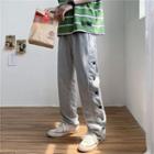 Side-button Straight-cut Pants