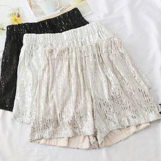 Sequined Wide-leg Shorts