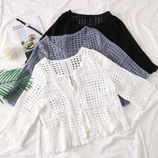 Open-front Eyelet Light Knit Shawl