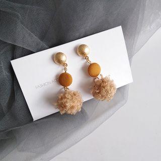 Bobble Alloy Dangle Earring 1 Pair - S925 Silver - Hairball - Earrings - One Size