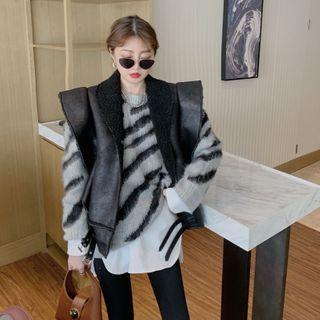 Button-up Vest / Zebra Print Sweater