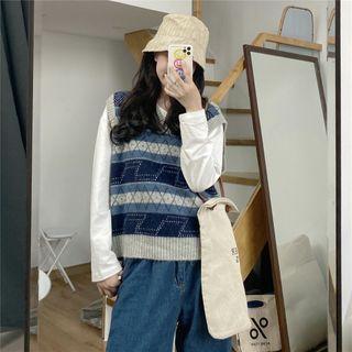 Argyle Striped Sweater Vest