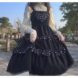 Sleeveless Dotted A-line Tiered Dress