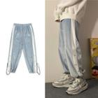 High-waist Striped Velvet Sweatpants