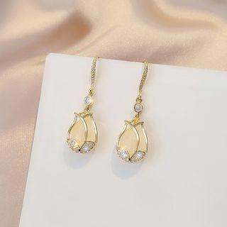 Rhinestone Alloy Tulip Dangle Earring