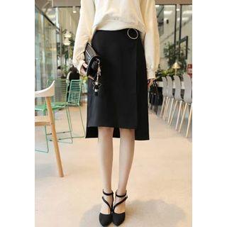 Studded-accent Slit-front Skirt